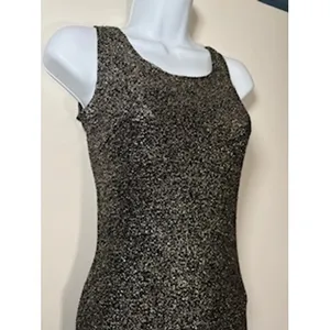 Gold‎ and Black Maxi Dress Small Deep Back Formal Evening Gown Glam Gala Y2K thumbnail 3