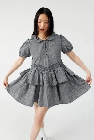 Urban Outfitters Claire Ruffled Babydoll Mini Dress size Medium thumbnail 1