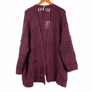 ✨Free People Saturday Morning Knit Oversized Maroon Cardigan Cardi Sweater✨ thumbnail 7