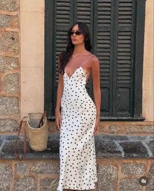 Zara Elegant Polka Dot satin effect Slip maxi Dress thumbnail 2