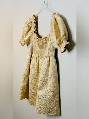 Hill House Athena Nap Gold Brocade Babydoll Mini Dress thumbnail 9
