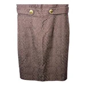 Milly Bark Brown Textured Sheath Dress Womens 8 Gold‎ Button Open Back Mod NWT thumbnail 10