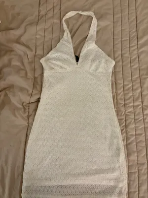 H&M White Halter Mini Dress thumbnail 1