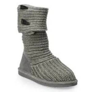 Bearpaw Womens Knit Tall Boots Sheepskin Footbed Fold Down Gray‎ Size 10 thumbnail 13