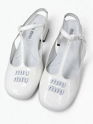 Miu Miu White Patent Leather Mary Jane T‑Strap Square Toe Slingback Pumps EU36 thumbnail 6