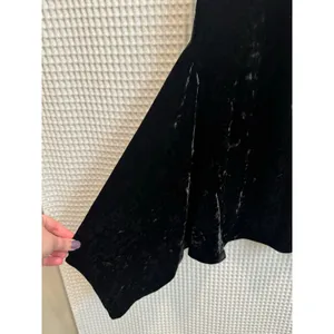 Leith Crushed Velvet Midi V Neck Flared Hem Black Cocktail Dress Extra Small thumbnail 7