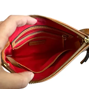 Dooney & Bourke Triple Zip Peyton Brown Leather Crossbody Purse thumbnail 8