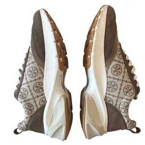 Tory Burch Good Luck T-Monogram Trainer Brown Suede Chunky Sneakers 8.5 thumbnail 6