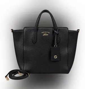 Gucci Swing Leather Tote with Detachable Strap 22179564 -black thumbnail 1