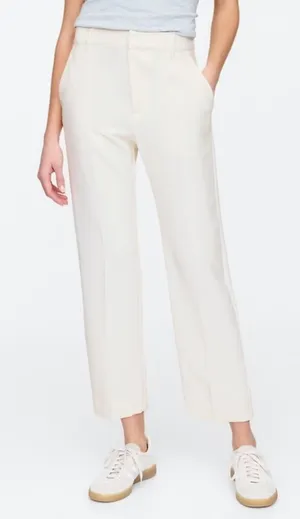Gap Factory High Rise Easy Straight-Leg Crop Ankle Pants Back Elastic Waist thumbnail 1