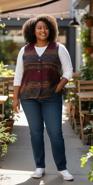 vintage 90's L Tribal wool vest Aztec Southwestern pattern Western CowgirlCore thumbnail 1