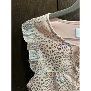 Adrienne boutique brand pink ruffled tier print dress size‎ small thumbnail 2