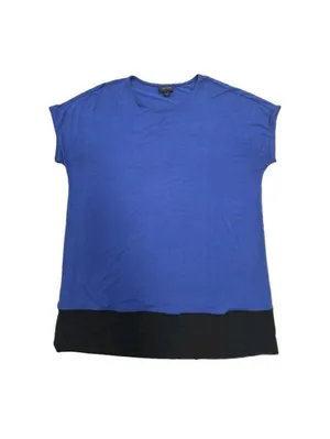 J Jill Womens Knit Blouse Top Blue Black Colorblock Wearever Tunic Size Medium thumbnail 2