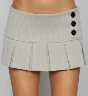 Danielle Guizio Pleated Micro Mini Skirt in Grey Plaid New Medium thumbnail 1