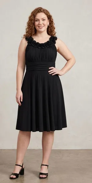 Jessica Howard Black Sleeveless Ruffled-Neck A-Line Midi Dress size 14 thumbnail 1