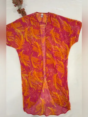 Tropical Pink Orange Swim Cover-Up Kimono thumbnail 3