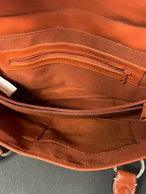 Y2K Vintage Burnt Orange Leather Silver Hardware Large Shoulder Bag Preppy thumbnail 10