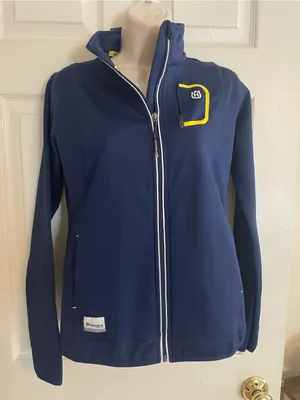 Husqvarna Logo Women's Navy Zip-Up Jacket with Yellow Accent thumbnail 2