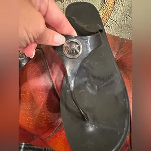 Michael Kors Black and Silver Rubber Sandals Women's thumbnail 2