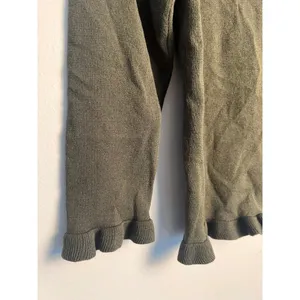 Ann‎ Taylor Factory Med Olive Green Ruffle Hem Crew Neck Sweater Minimal Office thumbnail 3