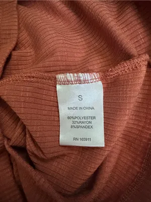 Grace + Karma Rust Burnt Orange Ribbed Flutter Sleeve Top Small Fall Boho thumbnail 5