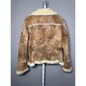 JLO Faux Suede Penny Lane Shearling Jacket‎ Brown M 70's Boho Almost Famous thumbnail 5