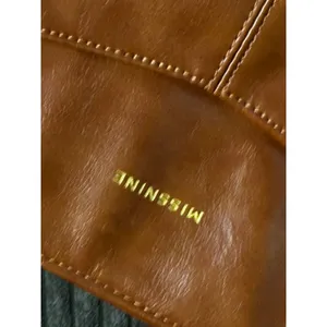 MISSNINE Tote Bag Womens Cognac Brown Faux Leather Multi-Pocket Shoulder Bag thumbnail 2