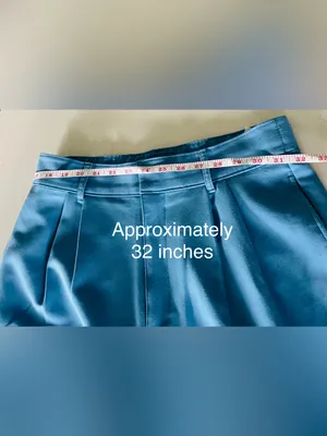 Abercrombie Sloane High Rise Pleated Wide Leg Trouser Pants Light Blue thumbnail 7