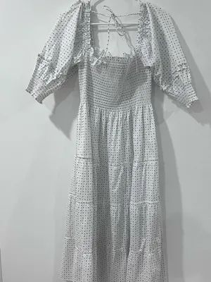 Hill House Home The Nap Dress White Blue Print Smocked Midi S thumbnail 2
