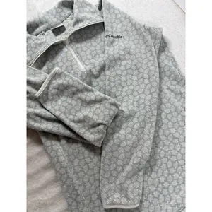 Columbia Sweater Womens Medium Gray White Quarter Zip Soft Fleece‎ Pullover Cozy thumbnail 5