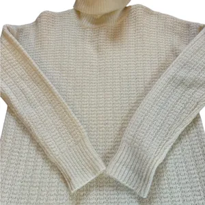 Theory Wool Oversized Turtleneck Tunic Sweater Womens Small Ivory Chunky Knit thumbnail 7