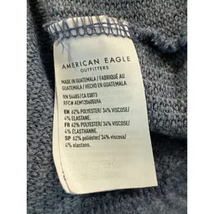 American Eagle Ribbed Knit Button Front Top Tie Front Twist Hem‎ Blue Medium thumbnail 6
