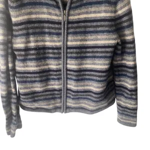 Eagle's Eye Vintage‎ 90s Large 100% Wool Blue Striped Grunge Full Zip Sweater thumbnail 3
