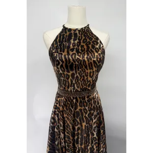 Sherri Hill 53301 Animal Print‎ Satin Halter Gown NWT Size 0 High Slit thumbnail 6