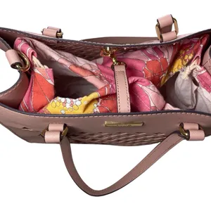Trina Turk Pink Lattice Handbag with Floral Liner – summer bag thumbnail 9
