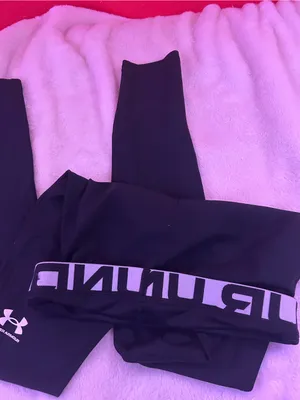 Under Armour Black Girls' Logo Waistband Performance Leggings thumbnail 2