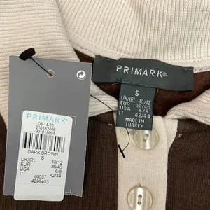 NWT Brown with Tan & Cream Long Sleeve Collar Pullover Sweatshirt Small thumbnail 6