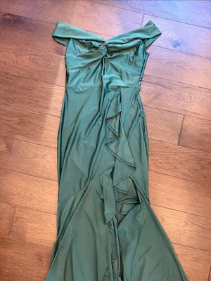 Cefian Formal Green Ruffle Long Gown Dress Size Small - C3-234 thumbnail 4