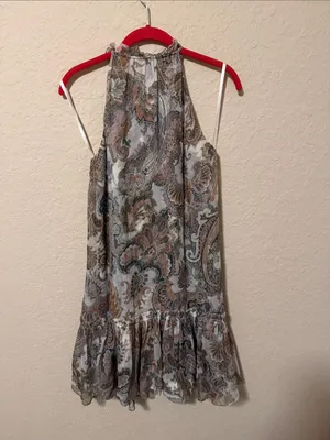 Veronica Beard Neutral Paisley Halter Summer Dress thumbnail 3