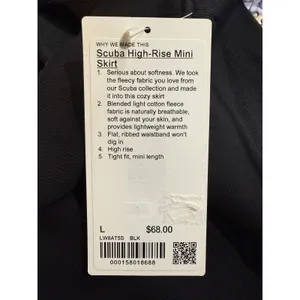 NWT Lululemon Scuba High-Rise Mini‎ Skirt Black Size Large thumbnail 5