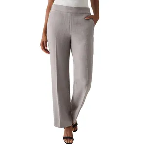 Kasper Straight Leg Pocketed Pull On Elastic Back Trouser Pants Pebble Gray L thumbnail 11