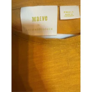 Anthropologie Maeve Mustard Golden Yellow‎ Short Sleeve Top Sz S thumbnail 3