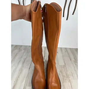 Nordstrom LEA Boots Womens Size 5.5 Tan Riding Knee-High Side Zip Classic thumbnail 4