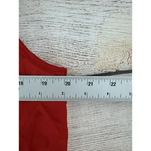 LL Bean Diamond Quilted Full Zip‎ Vest MED Rust Brown Plaid Lined Cord Collar thumbnail 11
