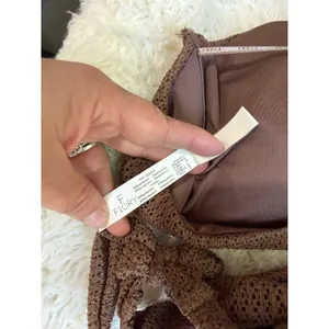 Fiory Beach & Street Brown Crochet Knit Bikini Set Bandeau Top Side Tie Bottom L thumbnail 7