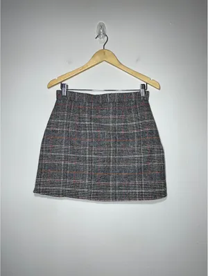 Grey Plaid Tweed Mini Skirt Preppy Grunge Coquette Skirt M thumbnail 5