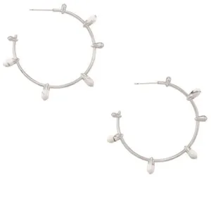 NWT! Kendra Scott Freida Rhodium Plated Hoop Earrings thumbnail 2