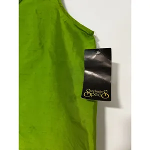 Stephanie Specs Womens 100% Silk Tank Top Lime Green Scoop Neck Shell Large NWT thumbnail 2