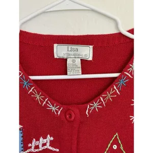 Lisa International Women's Ugly Christmas‎ Sweater Embellished Embroidered Sz S thumbnail 5