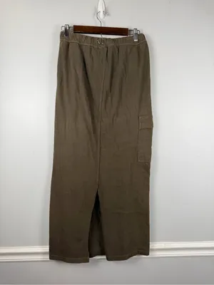Vintage Y2K Faded Glory Women's Olive Green Cotton maxi Cargo skirt Size M thumbnail 3